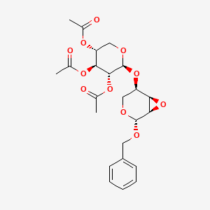 molecular formula C23H28O11 B8194624 Benzyl 2,3-anhydro-4-O-beta-D-xylopyranosyl-beta-D-ribopyranoside triacetate 