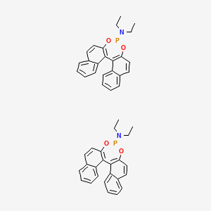 molecular formula C48H44N2O4P2 B8194890 N,N-diethyl-12,14-dioxa-13-phosphapentacyclo[13.8.0.02,11.03,8.018,23]tricosa-1(15),2(11),3,5,7,9,16,18,20,22-decaen-13-amine 