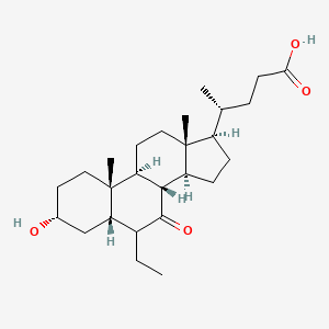 molecular formula C26H42O4 B8195011 (R)-4-((3R,5S,8S,9S,10S,13R,14S,17R)-6-ethyl-3-hydroxy-10,13-dimethyl-7-oxo-hexadecahydro-1H-cyclopenta[a]phenanthren-17-yl)pentanoic acid 