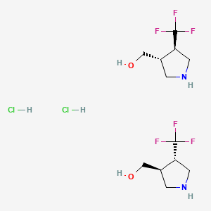 molecular formula C12H22Cl2F6N2O2 B8195037 TRANS-(4-(TRIFLUOROMETHYL)PYRROLIDIN-3-YL)METHANOL HYDROCHLORIDE 