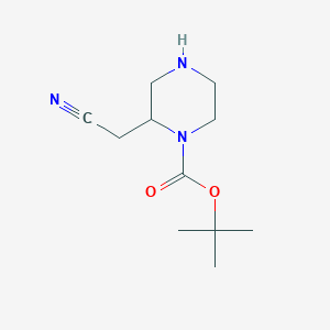 molecular formula C11H19N3O2 B8195224 Tert-butyl 2-(cyanomethyl)piperazine-1-carboxylate 