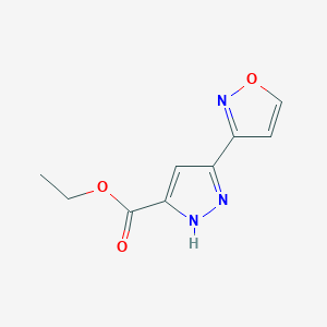 molecular formula C9H9N3O3 B8195282 Ethyl 5-(isoxazol-3-yl)-1H-pyrazole-3-carboxylate 