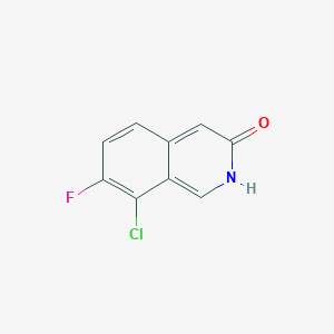 molecular formula C9H5ClFNO B8195370 8-Chloro-7-fluoroisoquinolin-3-ol 