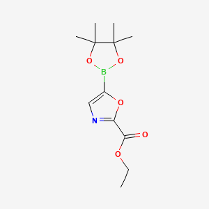molecular formula C12H18BNO5 B8195629 Ethyl 5-(4,4,5,5-tetramethyl-1,3,2-dioxaborolan-2-yl)-1,3-oxazole-2-carboxylate 