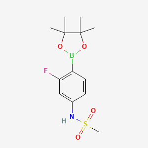 molecular formula C13H19BFNO4S B8195640 N-(3-fluoro-4-(4,4,5,5-tetramethyl-1,3,2-dioxaborolan-2-yl)phenyl)methanesulfonamide 