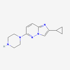 molecular formula C13H17N5 B8196081 2-Cyclopropyl-6-piperazin-1-ylimidazo[1,2-b]pyridazine 