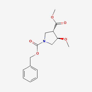 molecular formula C15H19NO5 B8196246 rel-(3S,4R)-1-Benzyl 3-methyl 4-methoxypyrrolidine-1,3-dicarboxylate 