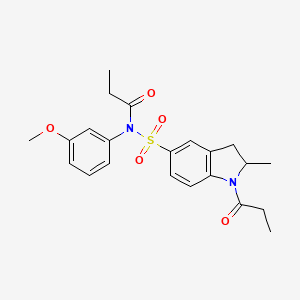 N-(3-Methoxyphenyl)-N-((2-methyl-1-propionylindolin-5-yl)sulfonyl)propionamide