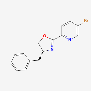 molecular formula C15H13BrN2O B8196346 (R)-4-Benzyl-2-(5-bromopyridin-2-yl)-4,5-dihydrooxazole 