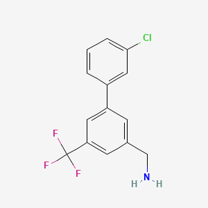 molecular formula C14H11ClF3N B8196441 (3'-Chloro-5-(trifluoromethyl)-[1,1'-biphenyl]-3-yl)methanamine 