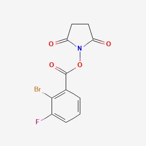 molecular formula C11H7BrFNO4 B8196465 2,5-Dioxopyrrolidin-1-yl 2-bromo-3-fluorobenzoate 