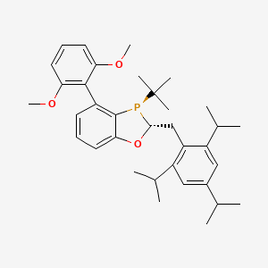 molecular formula C35H47O3P B8196618 Rel-(2R,3R)-3-(tert-butyl)-4-(2,6-dimethoxyphenyl)-2-(2,4,6-triisopropylbenzyl)-2,3-dihydrobenzo[d][1,3]oxaphosphole 