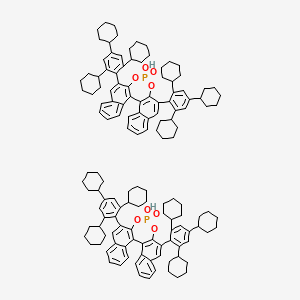 molecular formula C136H162O8P2 B8197367 13-hydroxy-10,16-bis(2,4,6-tricyclohexylphenyl)-12,14-dioxa-13λ5-phosphapentacyclo[13.8.0.02,11.03,8.018,23]tricosa-1(15),2(11),3,5,7,9,16,18,20,22-decaene 13-oxide 