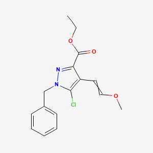 molecular formula C16H17ClN2O3 B8198112 ethyl 1-benzyl-5-chloro-4-(2-methoxyvinyl)pyrazole-3-carboxylate 
