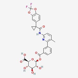 molecular formula C30H26F2N2O11 B8199093 Lumacaftor acyl-beta-D-glucuronide 