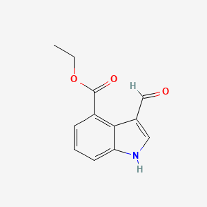 molecular formula C12H11NO3 B8200910 Ethyl 3-formyl-1H-indole-4-carboxylate 