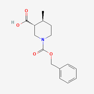 molecular formula C15H19NO4 B8202538 trans-1-[(Benzyloxy)carbonyl]-4-methylpiperidine-3-carboxylic acid 