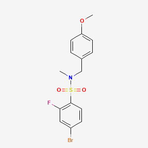 molecular formula C15H15BrFNO3S B8202625 4-bromo-2-fluoro-N-[(4-methoxyphenyl)methyl]-N-methylbenzenesulfonamide 