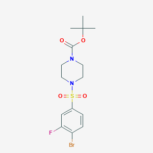 molecular formula C15H20BrFN2O4S B8202792 tert-Butyl 4-[(4-bromo-3-fluorobenzene)sulfonyl]piperazine-1-carboxylate 