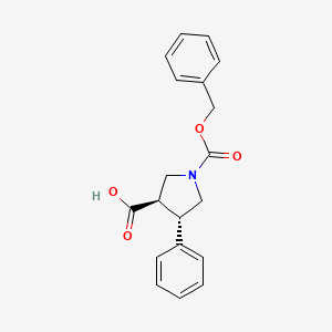 molecular formula C19H19NO4 B8202863 trans-1-[(Benzyloxy)carbonyl]-4-phenylpyrrolidine-3-carboxylic acid 