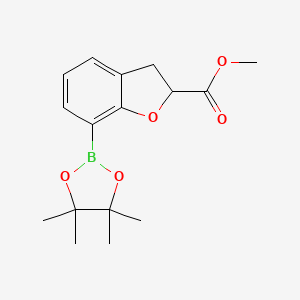 molecular formula C16H21BO5 B8202973 Methyl 7-(tetramethyl-1,3,2-dioxaborolan-2-yl)-2,3-dihydro-1-benzofuran-2-carboxylate 