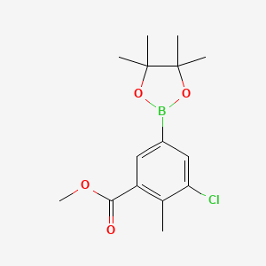 molecular formula C15H20BClO4 B8203152 Methyl 3-chloro-2-methyl-5-(tetramethyl-1,3,2-dioxaborolan-2-yl)benzoate 