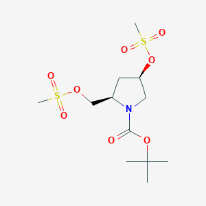molecular formula C12H23NO8S2 B8204963 tert-Butyl (2R,4R)-4-(methanesulfonyloxy)-2-[(methanesulfonyloxy)methyl]pyrrolidine-1-carboxylate 