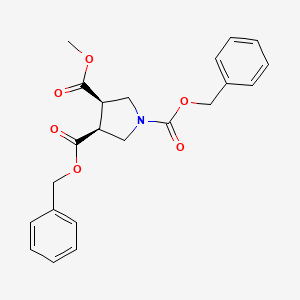 molecular formula C22H23NO6 B8205101 cis-1,3-Dibenzyl 4-methyl pyrrolidine-1,3,4-tricarboxylate 