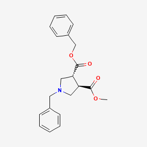 molecular formula C21H23NO4 B8205109 trans-3-Benzyl 4-methyl-N-benzylpyrrolidine-3,4-dicarboxylate 