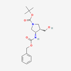 molecular formula C18H26N2O5 B8205117 cis-tert-Butyl 3-(((benzyloxy)carbonyl)amino)-4-(hydroxymethyl)pyrrolidine-1-carboxylate 