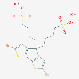 molecular formula C17H18Br2K2O6S4 B8205392 dipotassium;4-[4,10-dibromo-7-(4-sulfonatobutyl)-3,11-dithiatricyclo[6.3.0.02,6]undeca-1(8),2(6),4,9-tetraen-7-yl]butane-1-sulfonate 