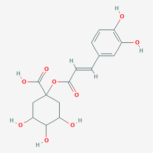 molecular formula C16H18O9 B8205473 Cinnamic acid, 3,4-dihydroxy-, (-)-1-carboxy-3,4,5-trihydroxycyclohexyl ester 