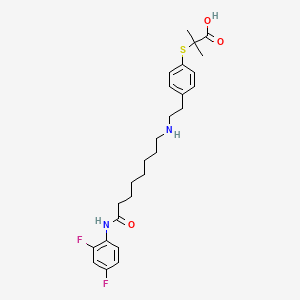 molecular formula C26H34F2N2O3S B8205503 Propanoic acid, 2-[[4-[2-[[[(2,4-difluorophenyl)amino]carbonyl]heptylamino]ethyl]phenyl]thio]-2-methyl- 