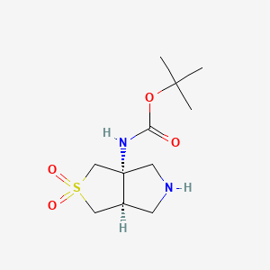 molecular formula C11H20N2O4S B8205597 rel-tert-Butyl ((3aS,6aR)-2,2-dioxidotetrahydro-1H-thieno[3,4-c]pyrrol-3a(3H)-yl)carbamate 