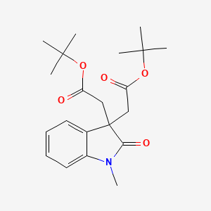 molecular formula C21H29NO5 B8206689 tert-Butyl 2-{3-[2-(tert-butoxy)-2-oxoethyl]-1-methyl-2-oxoindol-3-yl}acetate 