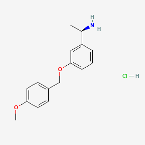 molecular formula C16H20ClNO2 B8207929 (1R)-1-{3-[(4-Methoxyphenyl)methoxy]phenyl}ethanamine hydrochloride 