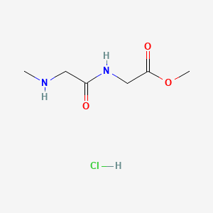 molecular formula C6H13ClN2O3 B8208056 Methyl 2-[[2-(methylamino)acetyl]amino]acetate;hydrochloride 