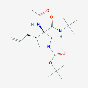 molecular formula C19H33N3O4 B8208461 rel-(3R,4S)-tert-Butyl 3-acetamido-4-allyl-3-(tert-butylcarbamoyl)pyrrolidine-1-carboxylate 