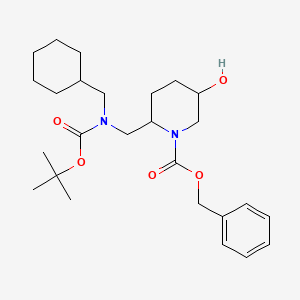 molecular formula C26H40N2O5 B8208590 Benzyl 2-(((tert-butoxycarbonyl)(cyclohexylmethyl)amino)methyl)-5-hydroxypiperidine-1-carboxylate 