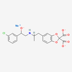 molecular formula C20H17ClNNaO7-2 B8209424 Sodium;5-[2-[[2-(3-chlorophenyl)-2-oxidoethyl]amino]propyl]-1,3-benzodioxole-2,2-dicarboxylate 