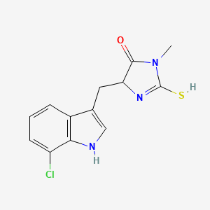 molecular formula C13H12ClN3OS B8209902 4-[(7-chloro-1H-indol-3-yl)methyl]-1-methyl-2-sulfanyl-4H-imidazol-5-one 