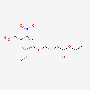 molecular formula C14H19NO7 B8210462 Ethyl 4-[4-(hydroxymethyl)-2-methoxy-5-nitrophenoxy]butanoate 