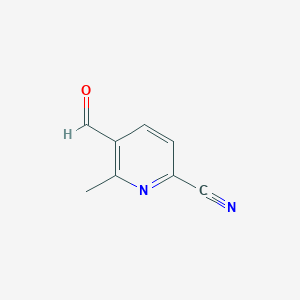molecular formula C8H6N2O B8210563 5-Formyl-6-methylpyridine-2-carbonitrile 