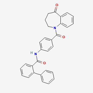 molecular formula C30H24N2O3 B8210672 N-[4-(5-oxo-3,4-dihydro-2H-1-benzazepine-1-carbonyl)phenyl]-2-phenylbenzamide 