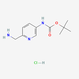 molecular formula C11H18ClN3O2 B8211105 tert-Butyl (6-(aminomethyl)pyridin-3-yl)carbamate hydrochloride 
