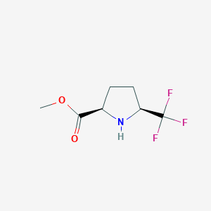 molecular formula C7H10F3NO2 B8211119 cis-5-Trifluoromethyl-pyrrolidine-2-carboxylic acid methyl ester 