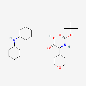 molecular formula C24H44N2O5 B8211348 N-cyclohexylcyclohexanamine;(2R)-2-[(2-methylpropan-2-yl)oxycarbonylamino]-2-(oxan-4-yl)acetic acid 