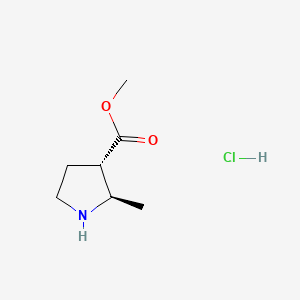molecular formula C7H14ClNO2 B8211493 methyl (2R,3S)-2-methylpyrrolidine-3-carboxylate;hydrochloride 