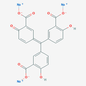 molecular formula C22H11Na3O9 B082122 Trisodium;5-[(3-carboxy-4-oxidophenyl)-(3-carboxy-4-oxocyclohexa-2,5-dien-1-ylidene)methyl]-2-oxidobenzoate CAS No. 13186-45-3