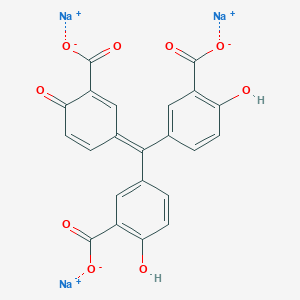 molecular formula C22H11Na3O9 B082122 Trisodium 5,5'-(3-carboxylato-4-oxocyclohexa-2,5-dienylidenemethylene)di(salicylate) CAS No. 13186-45-3